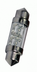 Лампа светодиодная C10W 12V 2LED SV8,5 белая пальчик освещение салона номера 31мм KRAFT