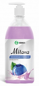 Жидкое крем-мыло GRASS Milana черника в йогурте с дозатором 1000 мл дозатор