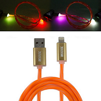 Зарядный кабель для iPhone светящийся USB-8pin WIIIX 1м оранжевый
