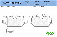 Колодки тормозные BMW 1 (E81/87/F20) 05-, 3 (E90) 05-11 задние AYWIPARTS