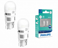 Лампа светодиодная W5W 12V W2,1x9,5d PHILIPS 6000K Ultinon LED белая передний  габарит номер 2шт