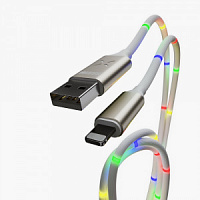 Зарядный кабель для iPhone светящийся USB-8 pin WIIIX 1м белый светомузыка