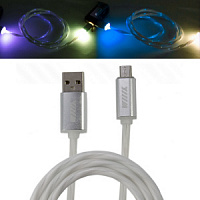 Зарядный кабель для смартфона светящийся микро-USB WIIIX 1м белый