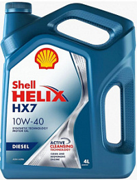 Масло SHELL HELIX Diesel 10W40 HX7 4л п/синтетика