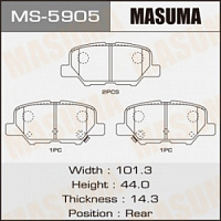 Колодки тормозные MAZDA 6 (GJ, GL) 13-, MITSUBISHI ASX 12-, OUTLANDER 12- задние MASUMA