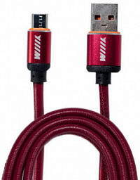 Зарядный кабель для смартфона микро-USB WIIIX 1м красный эко-кожа