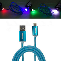 Зарядный кабель для iPhone светящийся USB-8pin WIIIX 1м синий