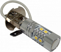 Лампа светодиодная Н3 12/24V 9SMD 3030 с линзой GRANDELIGHT