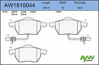 Колодки тормозные AUDI A4 95-08, A6 97-08; VW PASSAT (B5) 96-; SKODA SUPERB 01-08 передние AYWIPARTS