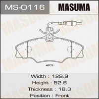 Колодки тормозные PEUGEOT 406 95-04 передние MASUMA