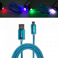 Зарядный кабель для смартфона светящийся микро-USB WIIIX 1м синий