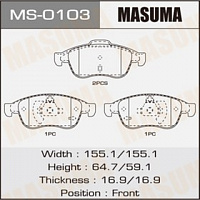 Колодки тормозные RENAULT DUSTER 11-, KAPTUR 16-, FLUENCE 10-, MEGANE III 08- передние MASUMA
