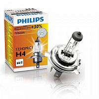 Лампа галогенная H4 12V 60/55W+30% PHILIPS Vision