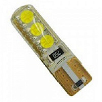 Лампа светодиодная W5W 12V 6SMD 5050 РСВ с силиконом с обманкой T10 GRANDELIGHT