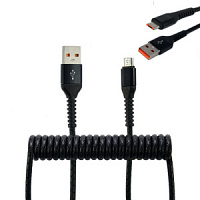 Зарядный кабель для смартфона микро-USB WIIIX  0,4-1,2м черный спиральный