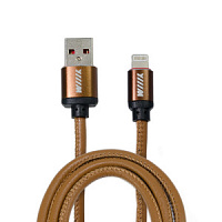 Зарядный кабель для iPhone USB-Lightning WIIIX 1м кофейный эко-кожа