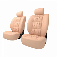 Чехлы сидений CARFORT SILVER кожа, комплект для передних кресел, бежевые, 8 предм