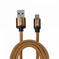 Зарядный кабель для смартфона Type-C WIIIX 1м кофейный эко-кожа