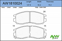 Колодки тормозные MITSUBISHI GALANT 96-02, LANCER (CB) 1.8 4G93 92-97 передние AYWIPARTS